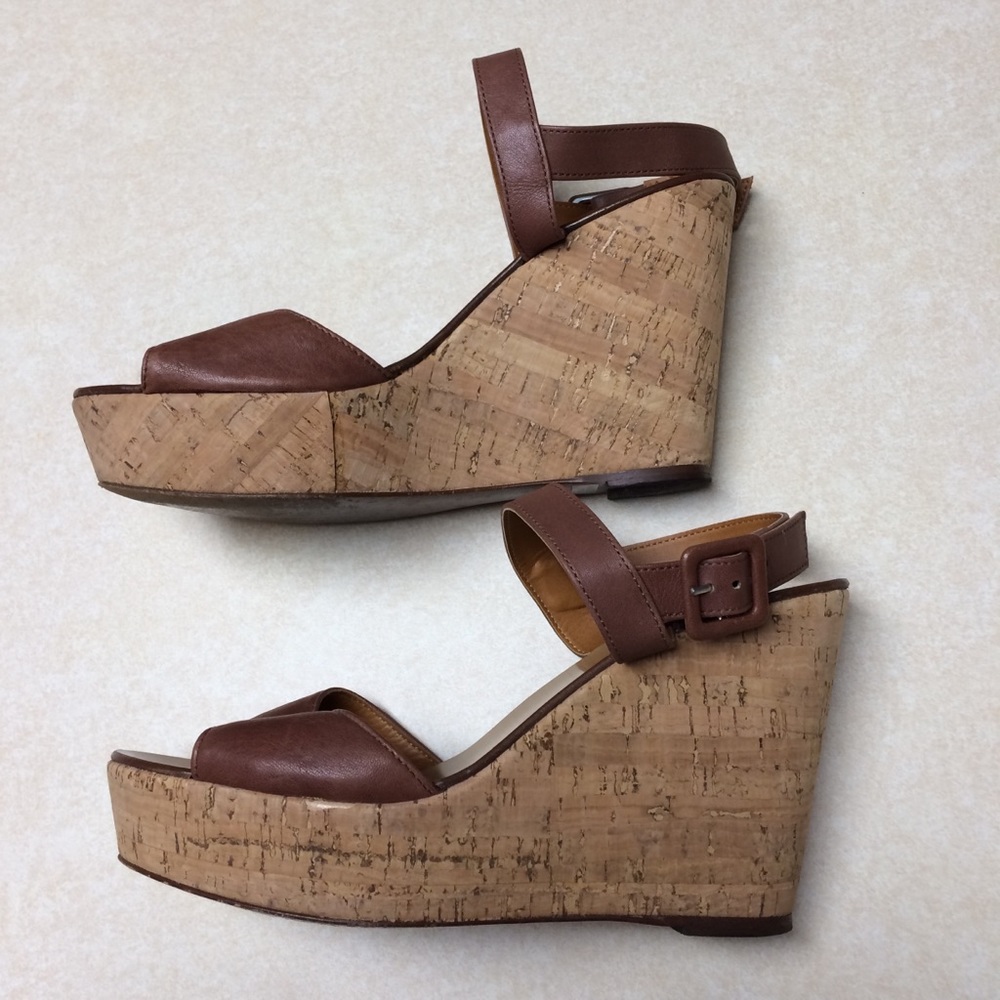 J crew Maryann cork leather wedges sandals Italy